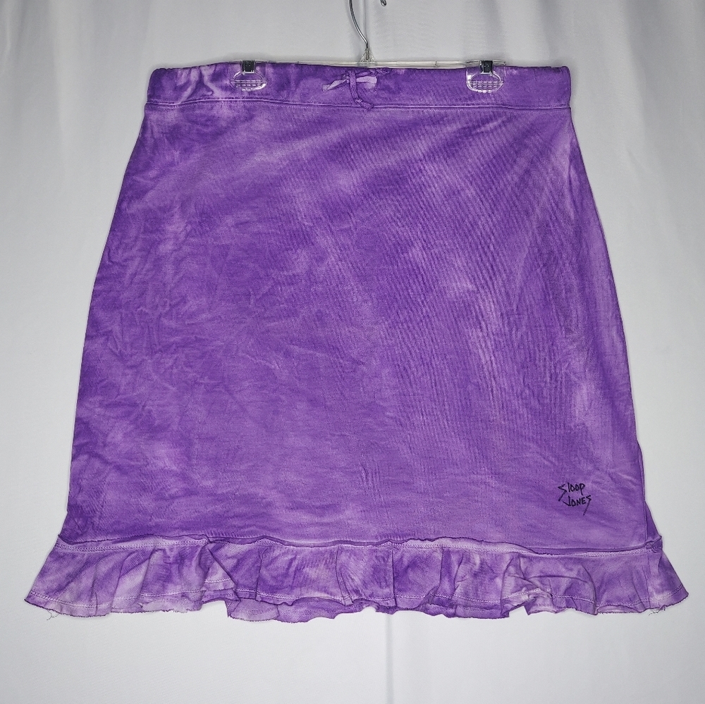 Sloop‎ Jones Skirt XL Women 90's Vtg Resortwear Purple Ruffle Hem Tie Waist